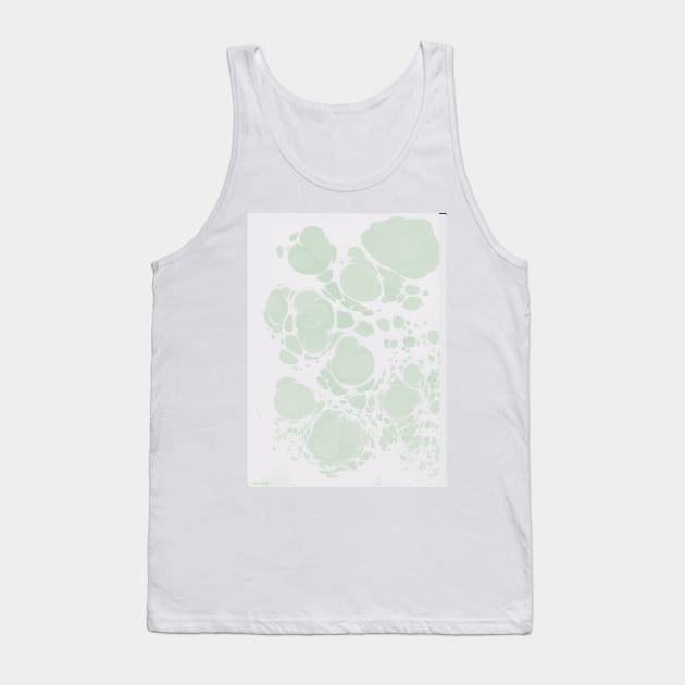 Ebru Paper Marbling Pastel Green Paint Spill Bubbles Tank Top by fivemmPaper